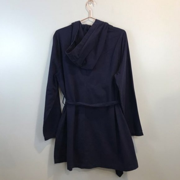 JustFab | Full Zip Utility Snap Button Hooded Coat Jacket Navy Blue - Picture 6 of 7